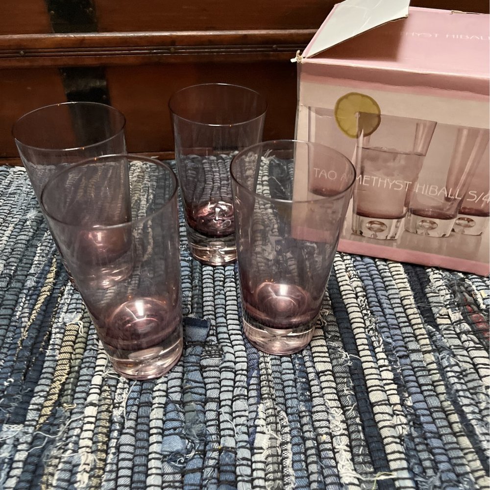 BNiB Set Of 4 Tao Amethyst Hiball Glasses - Rare Hard To Find